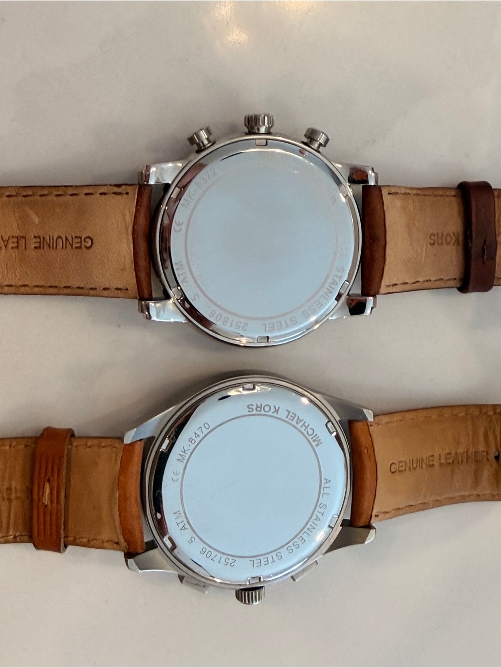 Set of 2 Michael Kors Men's Brown Leather strap Watches - Picture 2 of 2